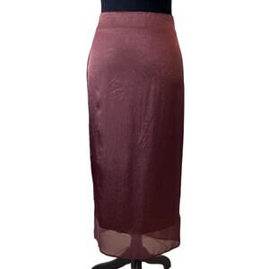 PLEIONE ANTHROPOLOGIE Women's Mauve Sheer Hem Pencil Skirt Size M
